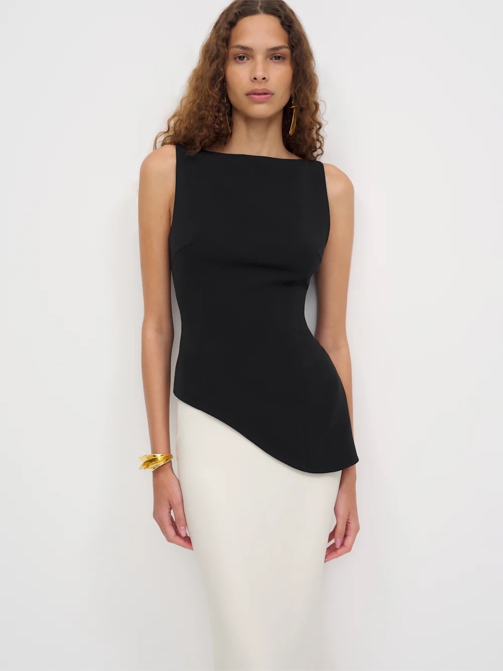 Reformation Black Asymmetrical Sleeveless Top